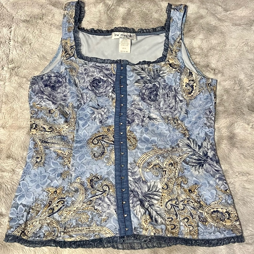 Chic Blue and Gold Paisley Tank Top
